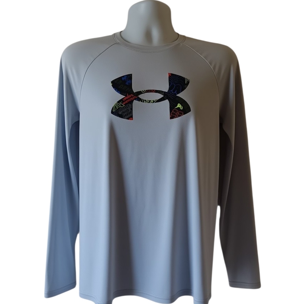 Under Armour boy's gray long-sleeve activewear t-shirt size XL